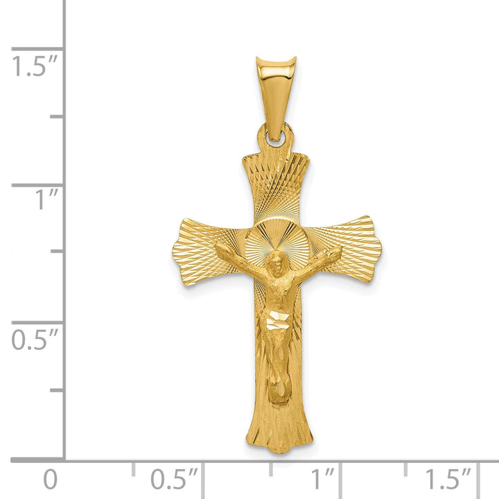 Lovely Rita's Charms & Pendants 14K Yellow Gold Timeless Satin & D.C Crucifix Cross Pendant