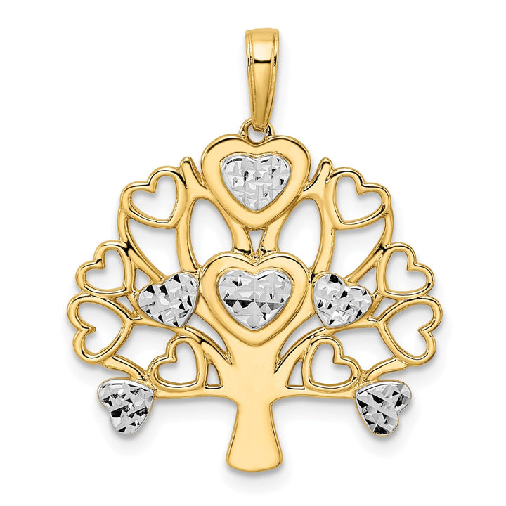 Lovely Rita's Charms & Pendants 14k Yellow Gold White Rhodium D.C Heart Tree of Life Pendant