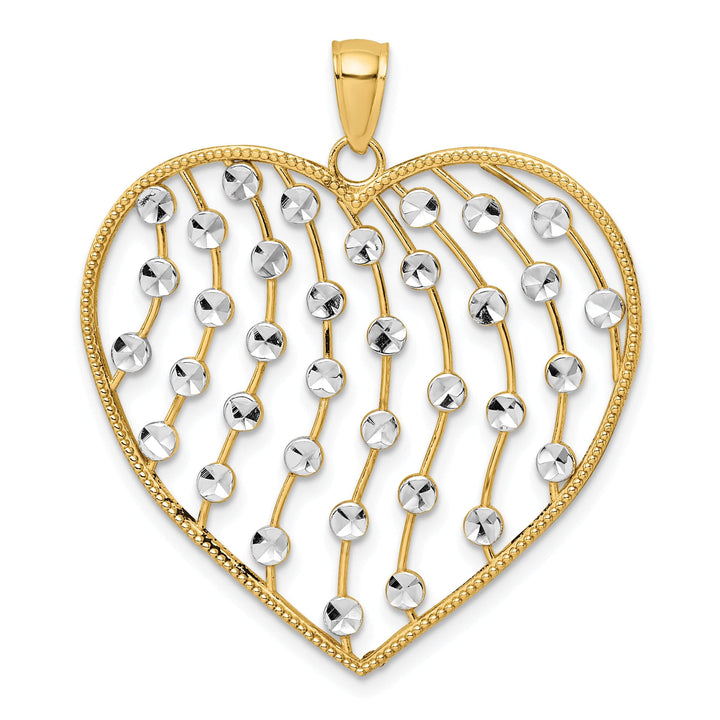 Lovely Rita's Charms & Pendants 14k Yellow Gold White Rhodium D.C Large Heart Pendant