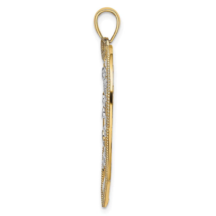 Lovely Rita's Charms & Pendants 14k Yellow Gold White Rhodium D.C Large Heart Pendant