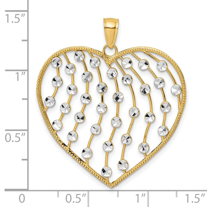 Lovely Rita's Charms & Pendants 14k Yellow Gold White Rhodium D.C Large Heart Pendant
