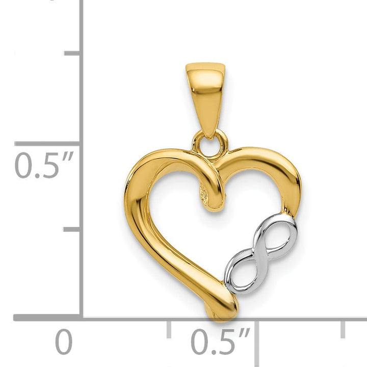 Lovely Rita's Charms & Pendants 14k Yellow Gold White Rhodium Infinity Heart Pendant