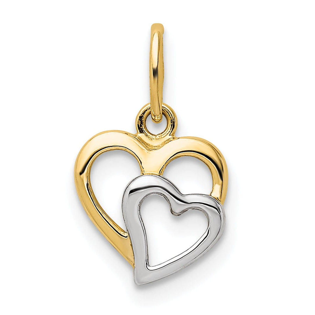 Lovely Rita's Charms & Pendants 14k Yellow Gold White Rhodium Polished Hearts Pendant