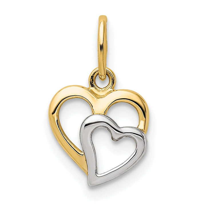 Lovely Rita's Charms & Pendants 14k Yellow Gold White Rhodium Polished Hearts Pendant