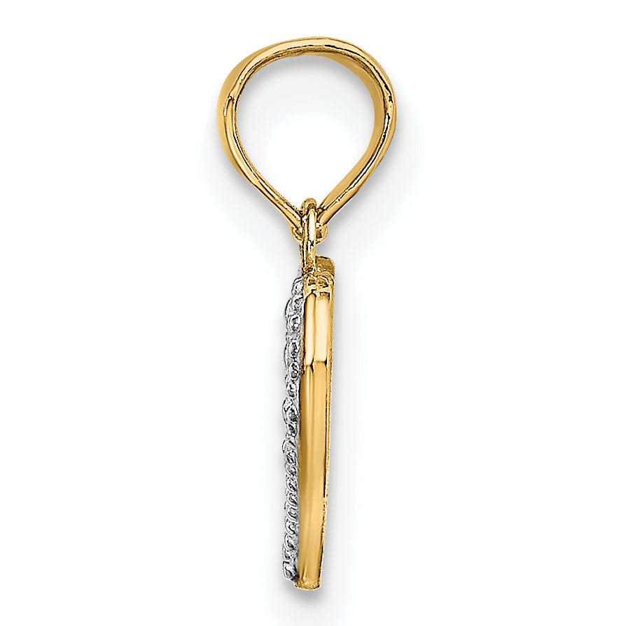 Lovely Rita's Charms & Pendants 14k Yellow Gold White Rhodium Textured Mini Heart Pendant