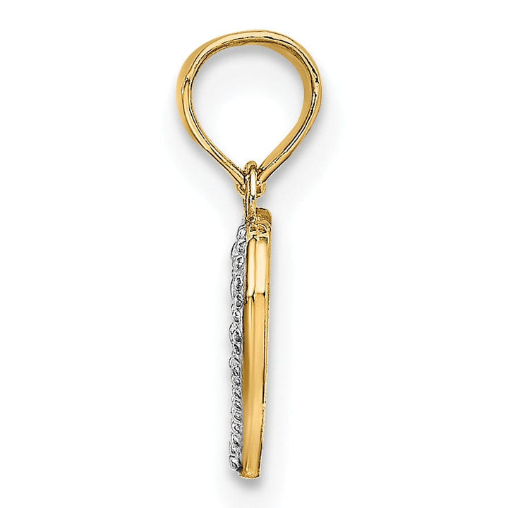 Lovely Rita's Charms & Pendants 14k Yellow Gold White Rhodium Textured Mini Heart Pendant