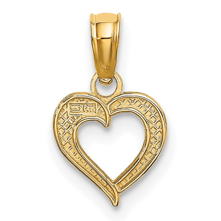 Lovely Rita's Charms & Pendants 14k Yellow Gold White Rhodium Textured Mini Heart Pendant