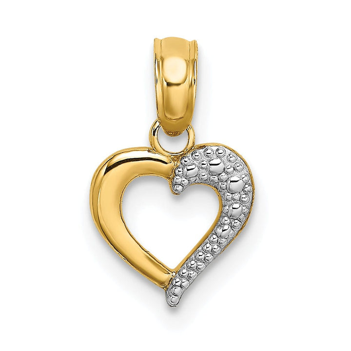 Lovely Rita's Charms & Pendants 14k Yellow Gold White Rhodium Textured Mini Heart Pendant