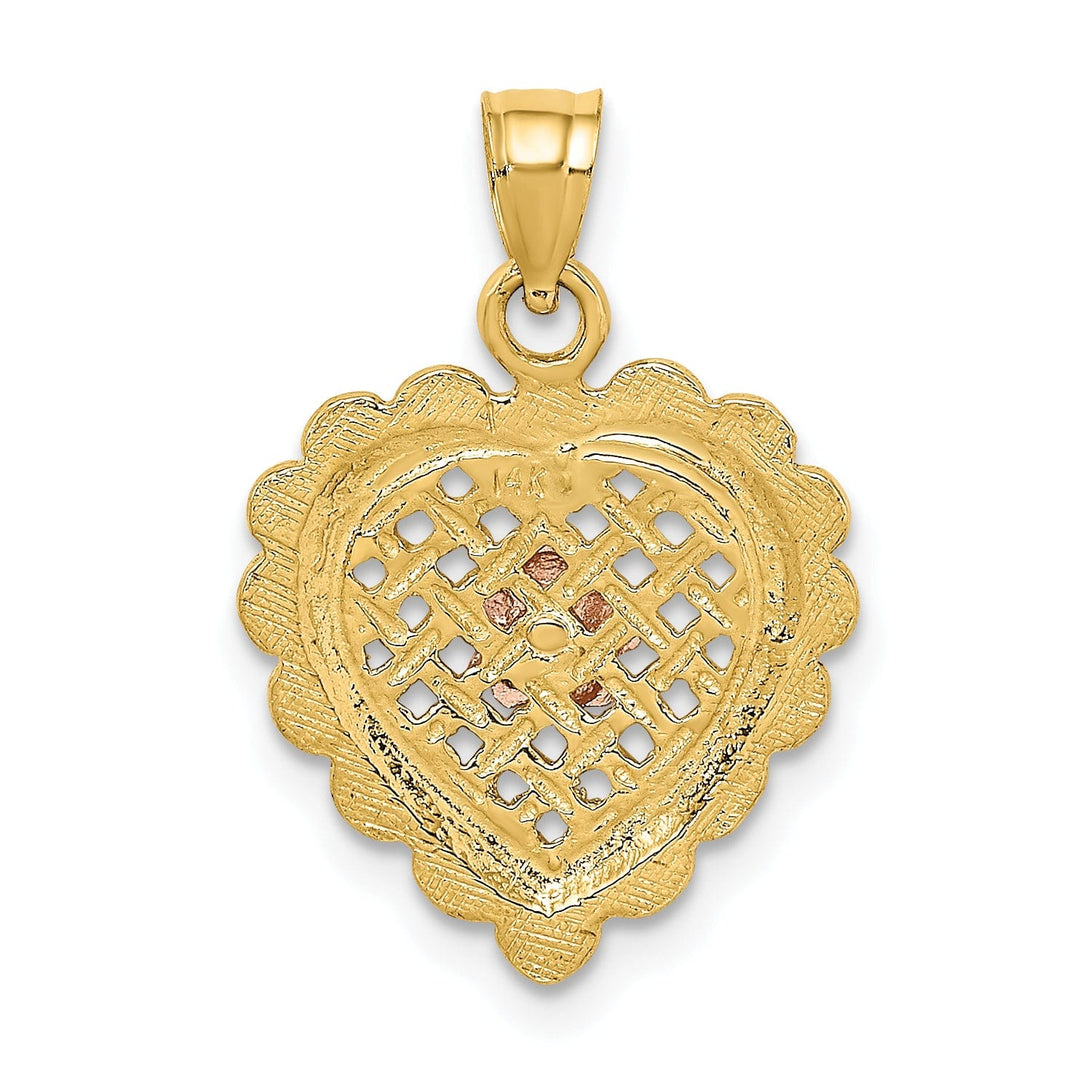 Lovely Rita's Charms & Pendants 14k Yellow Rose Gold Flower In Heart Basket Design Pendant