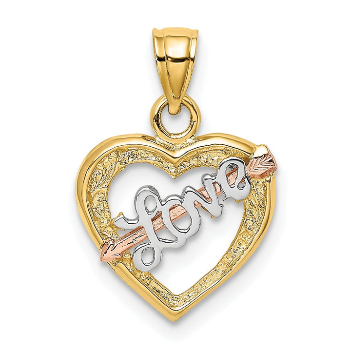 Lovely Rita's Charms & Pendants 14k Yellow Rose Gold Rhodium LOVE Heart Arrow Pendant
