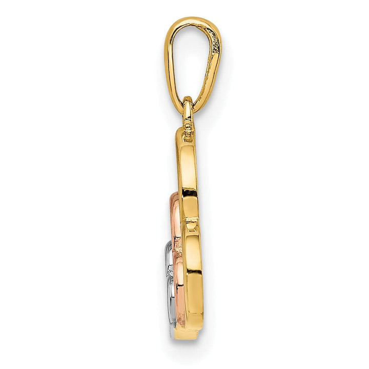Lovely Rita's Charms & Pendants 14k Yellow Rose Gold White Rhodium 3 Hearts Design Pendant