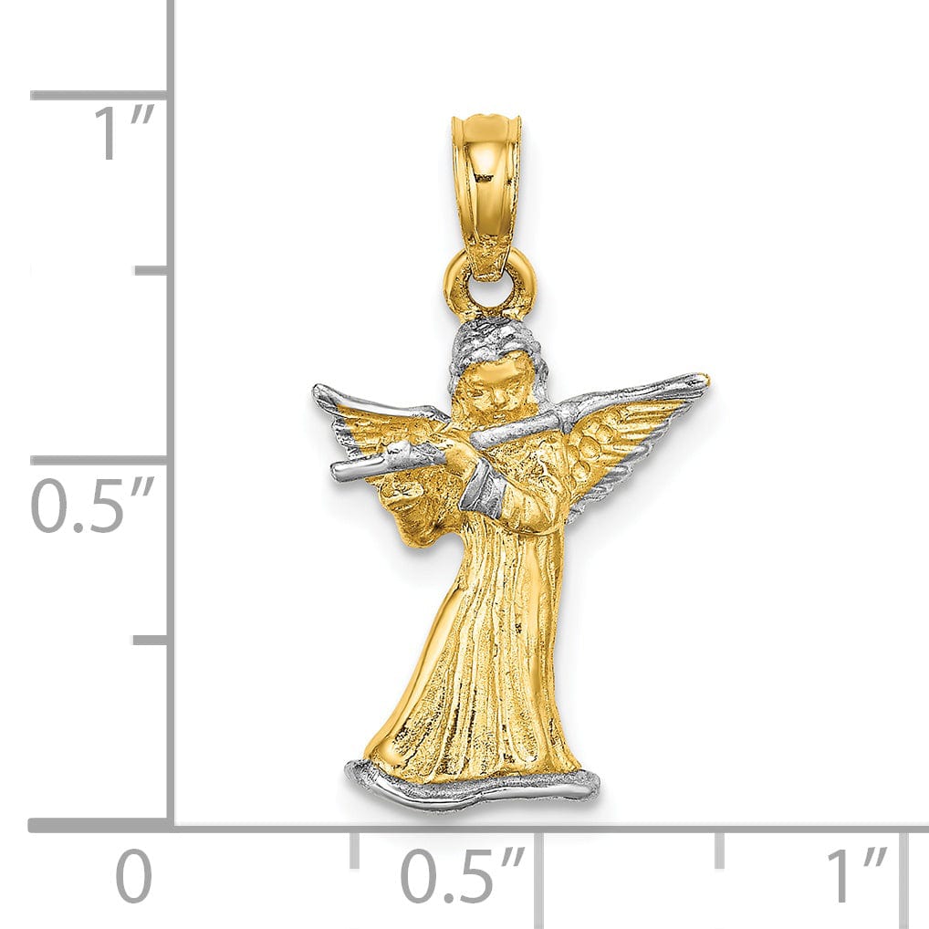 Lovely Rita's Charms & Pendants 14k Yellow, White Gold  3-D Angel Playing Flute Charm
