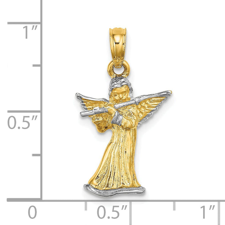 Lovely Rita's Charms & Pendants 14k Yellow, White Gold  3-D Angel Playing Flute Charm