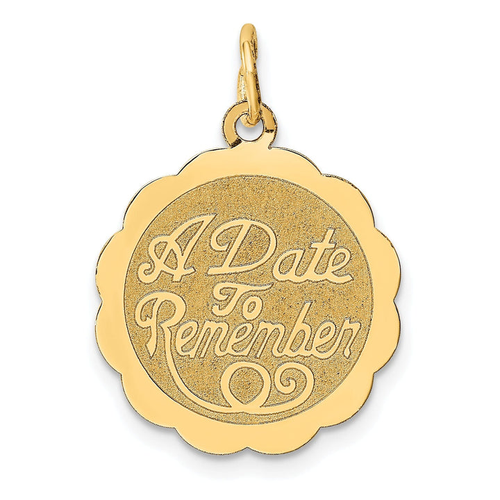 Lovely Rita's Charms & Pendants 14kt Yellow Gold A DATE TO REMEMBER Disc Pendant