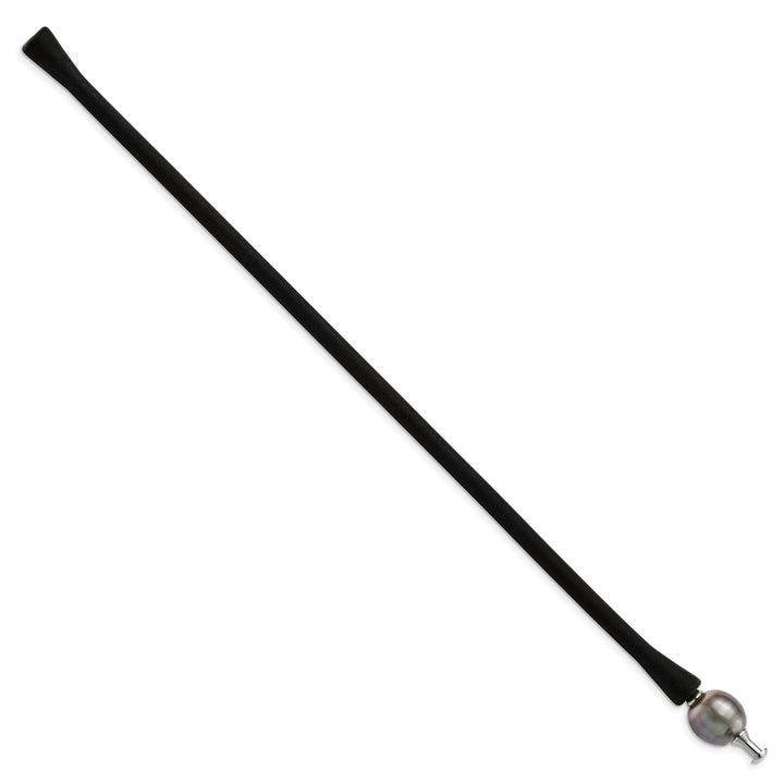 Chisel Stainless Steel 10-11mm Black Tahitian Pearl Black Silicone