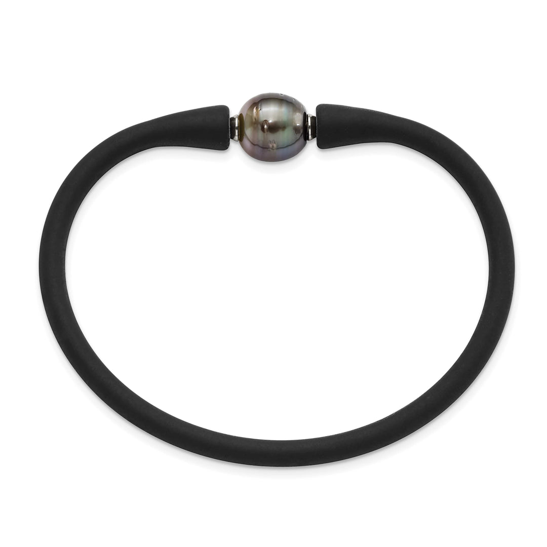 Chisel Stainless Steel 10-11mm Black Tahitian Pearl Black Silicone