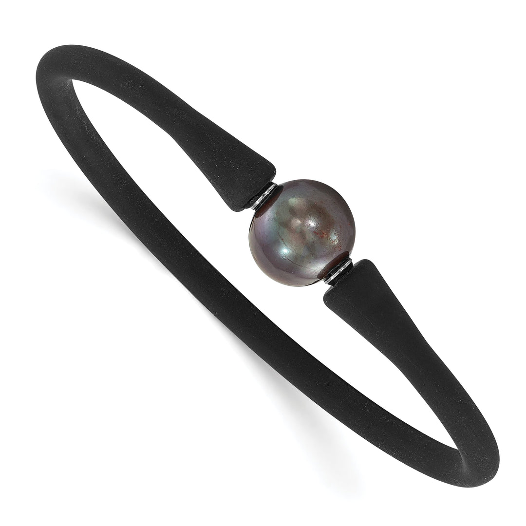 Chisel Stainless Steel 11-12mm Black Freshwater Cultured Pearl Black