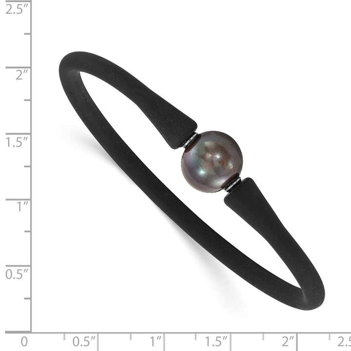 Chisel Stainless Steel 11-12mm Black Freshwater Cultured Pearl Black