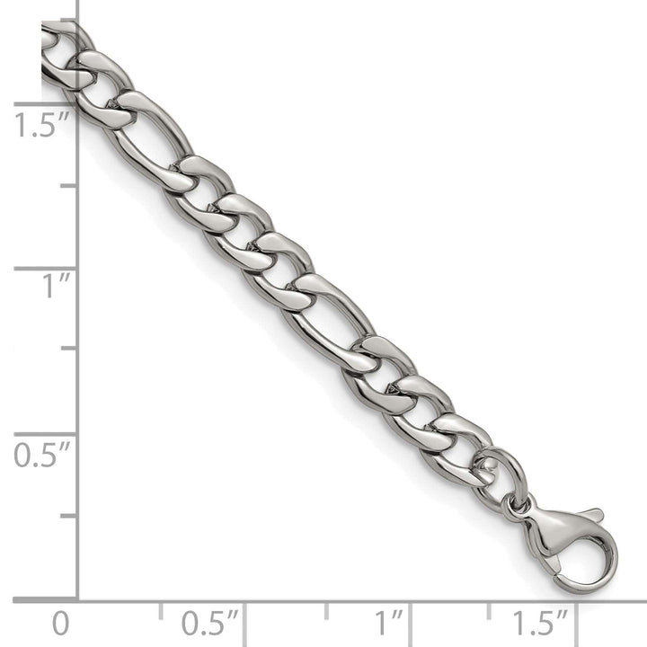 Chisel Stainless Steel 6.3mm Figaro Bracelet