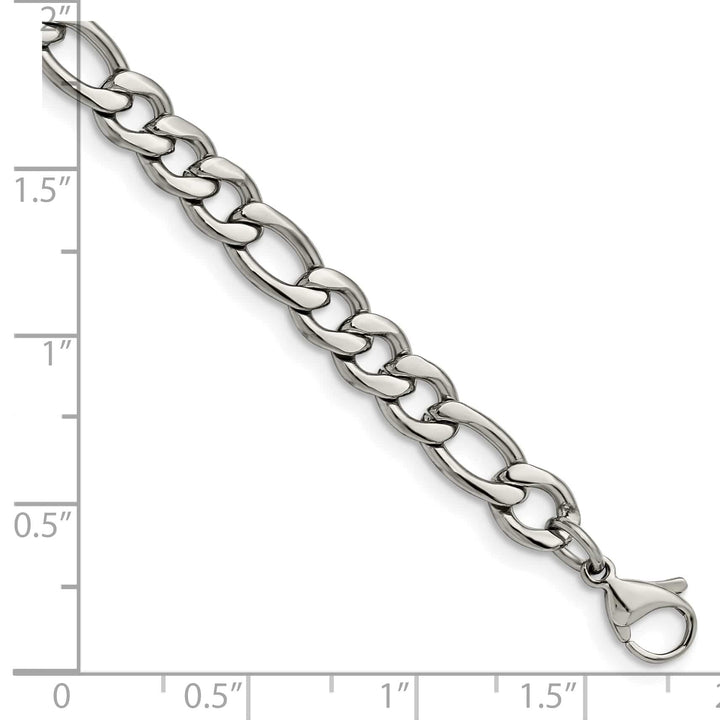 Chisel Stainless Steel 6.75mm Figaro Bracelet