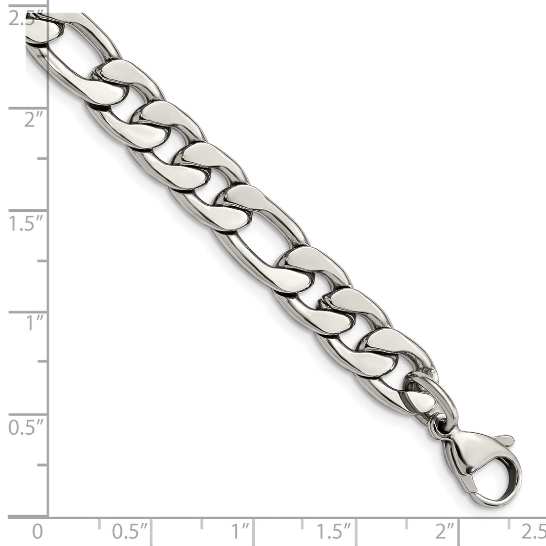 Chisel Stainless Steel 8.75mm Figaro Bracelet