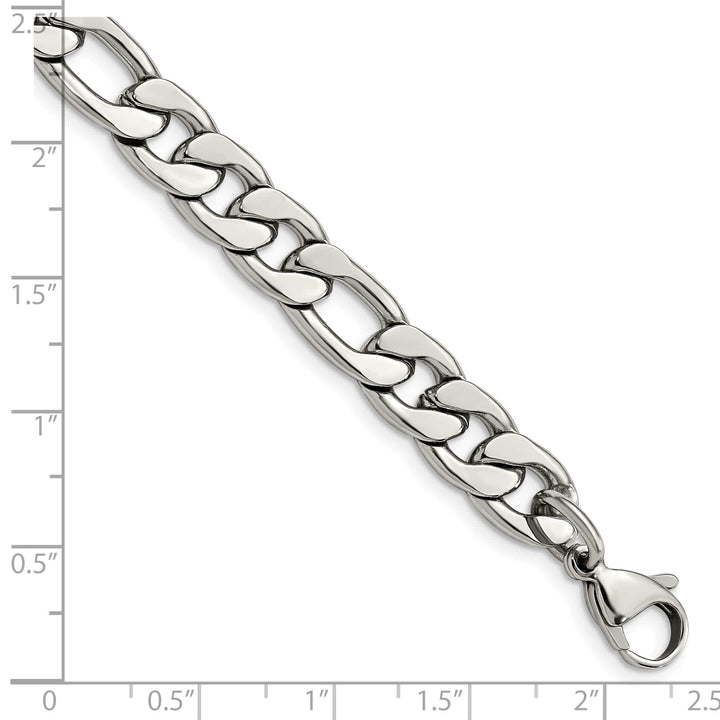 Chisel Stainless Steel 8.75mm Figaro Bracelet
