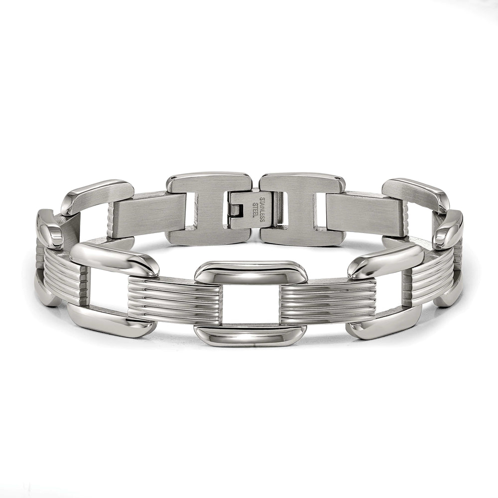 Chisel Stainless Steel and 8.5" Rounded Square Open Link Bracelet