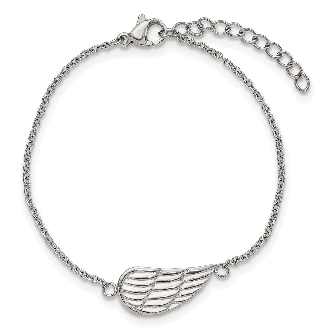 Chisel Stainless Steel and Angel Wing 6.25" Bracelet with 1.25"