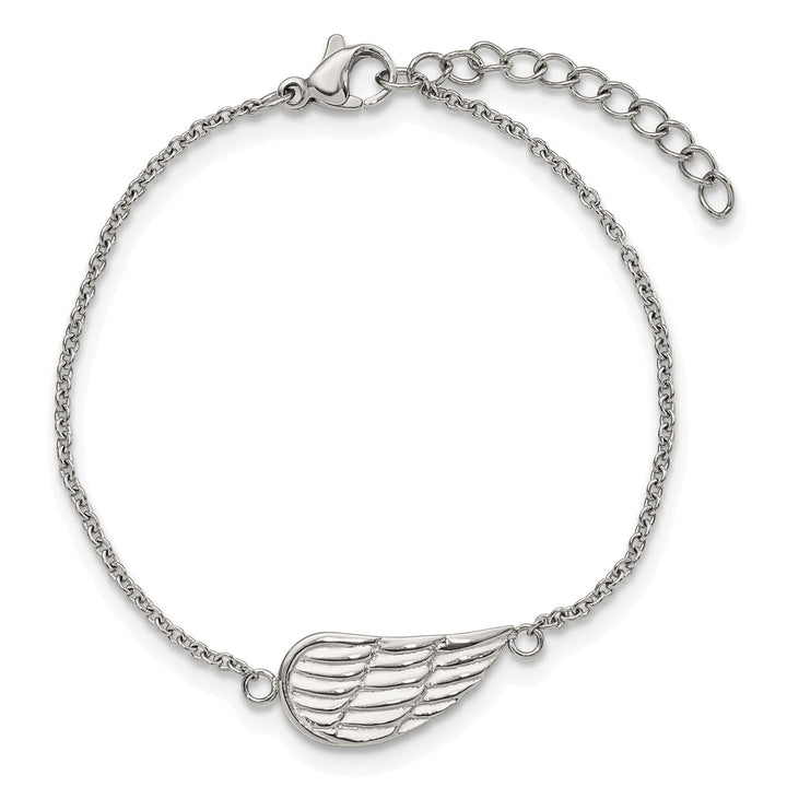 Chisel Stainless Steel and Angel Wing 6.25" Bracelet with 1.25"
