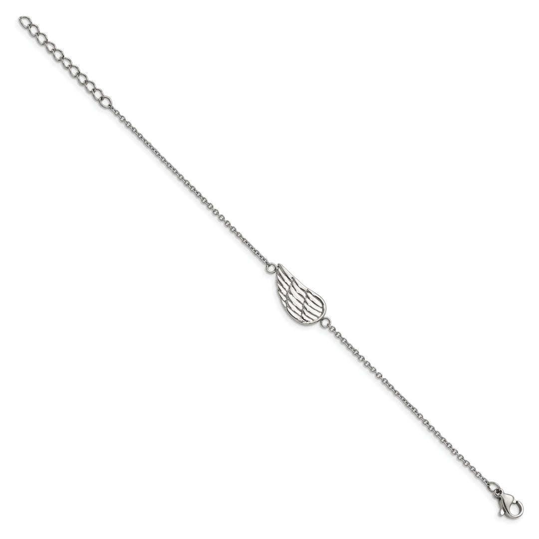 Chisel Stainless Steel and Angel Wing 6.25" Bracelet with 1.25"