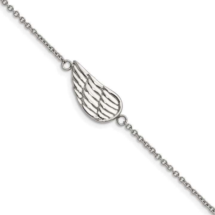 Chisel Stainless Steel and Angel Wing 6.25" Bracelet with 1.25"