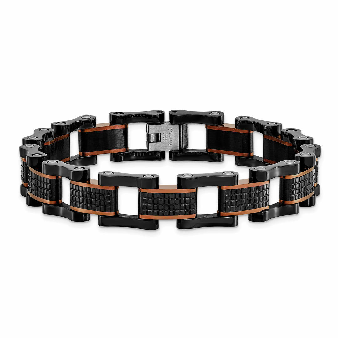 Chisel Stainless Steel and Black and Brown IP-plated 8.25" Bracelet