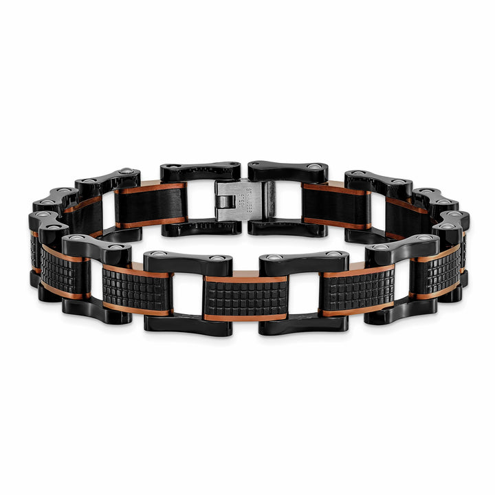 Chisel Stainless Steel and Black and Brown IP-plated 8.25" Bracelet