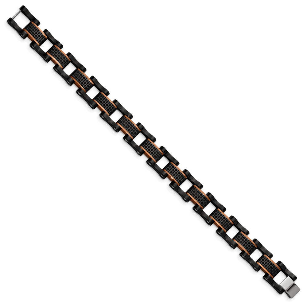 Chisel Stainless Steel and Black and Brown IP-plated 8.25" Bracelet