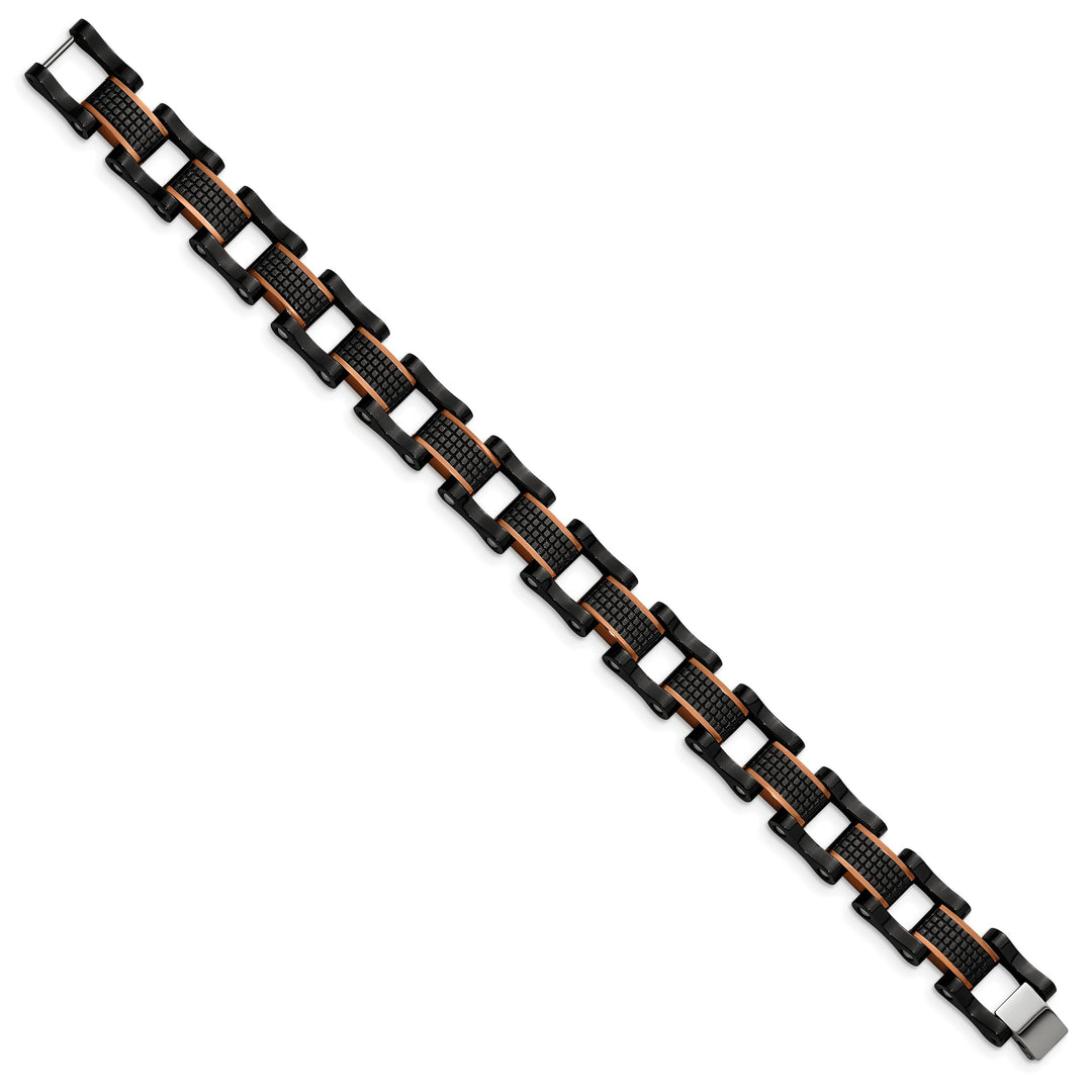 Chisel Stainless Steel and Black and Brown IP-plated 8.25" Bracelet