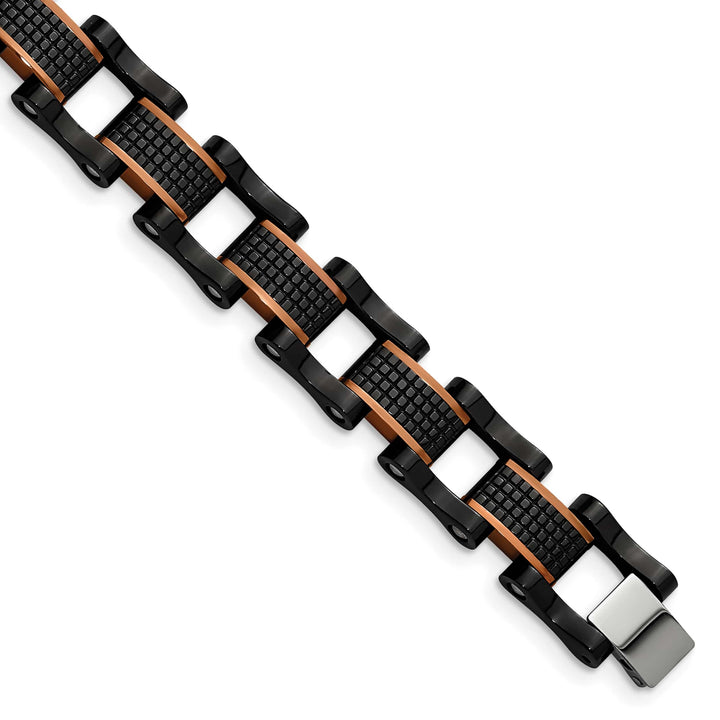 Chisel Stainless Steel and Black and Brown IP-plated 8.25" Bracelet