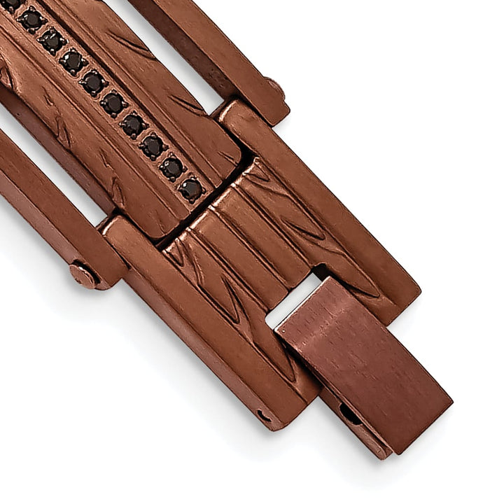 Chisel Stainless Steel and Brown IP-plated with Black CZ Bracelet