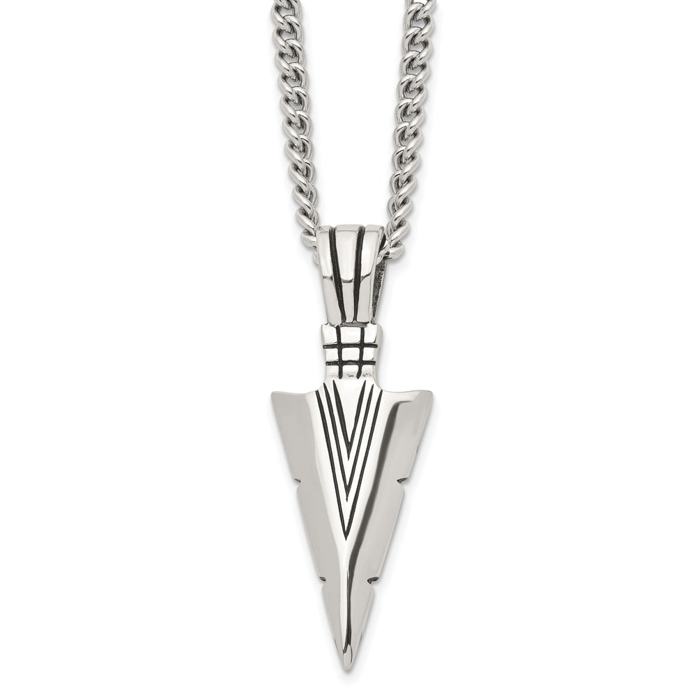 Chisel Stainless Steel and Dagger Pendant on Curb Chain Necklace