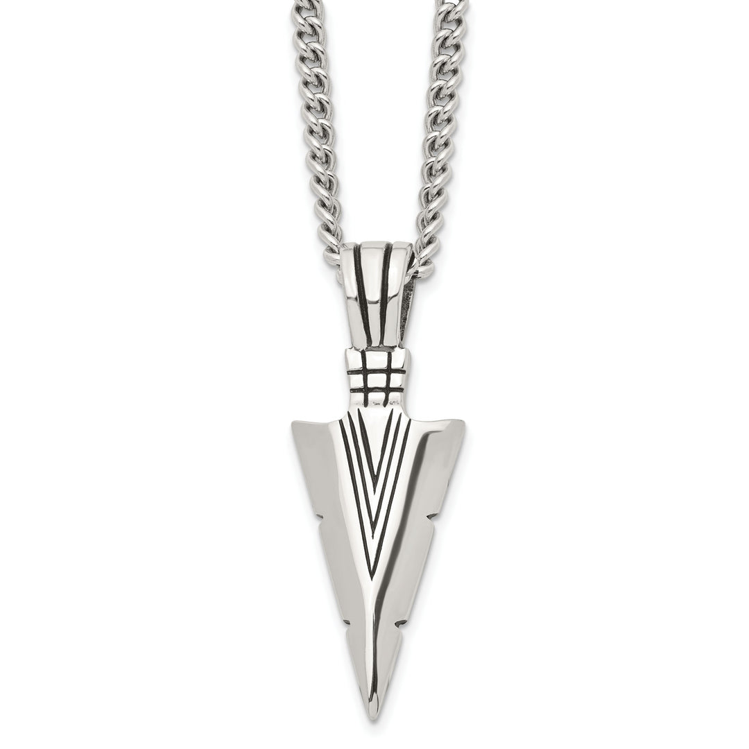 Chisel Stainless Steel and Dagger Pendant on Curb Chain Necklace