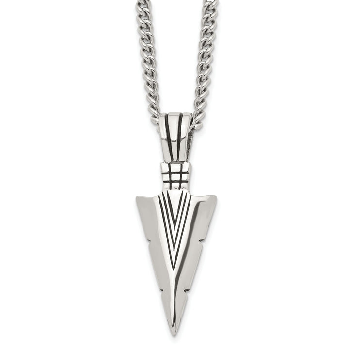 Chisel Stainless Steel and Dagger Pendant on Curb Chain Necklace