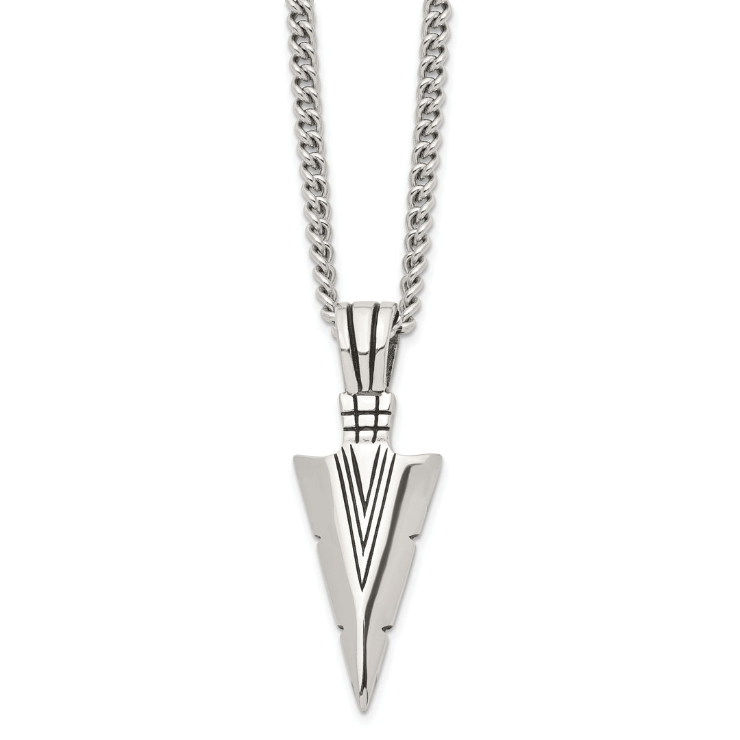 Chisel Stainless Steel and Dagger Pendant on Curb Chain Necklace