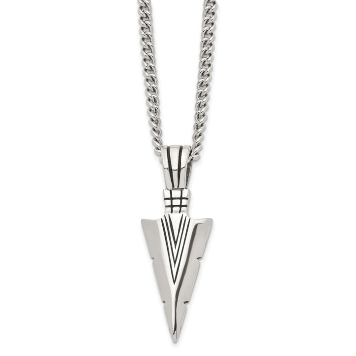 Chisel Stainless Steel and Dagger Pendant on Curb Chain Necklace