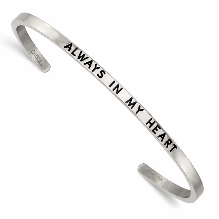 Chisel Stainless Steel and Enameled Crystal ALWAYS IN MY HEART 3mm