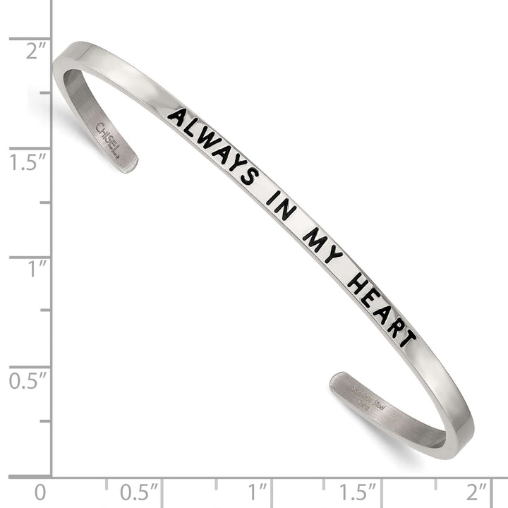Chisel Stainless Steel and Enameled Crystal ALWAYS IN MY HEART 3mm