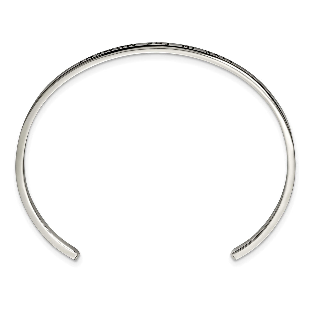 Chisel Stainless Steel and Enameled Crystal LIVE IN THE MOMENT 3mm
