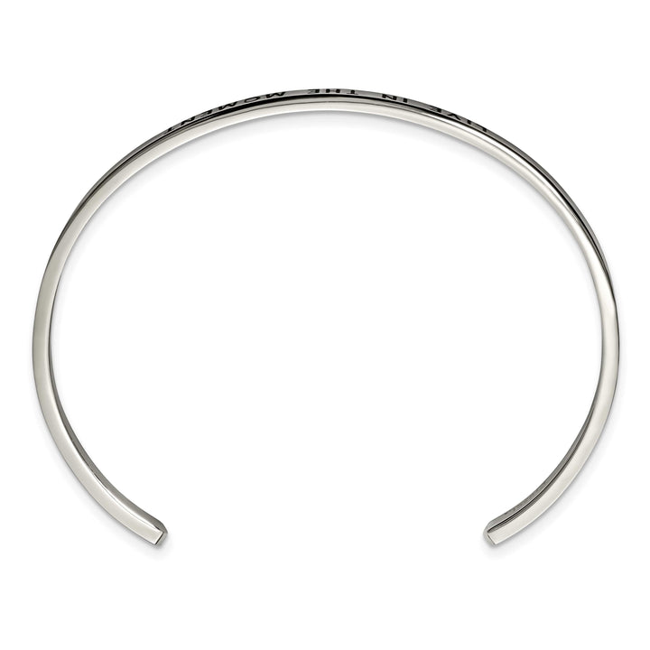 Chisel Stainless Steel and Enameled Crystal LIVE IN THE MOMENT 3mm