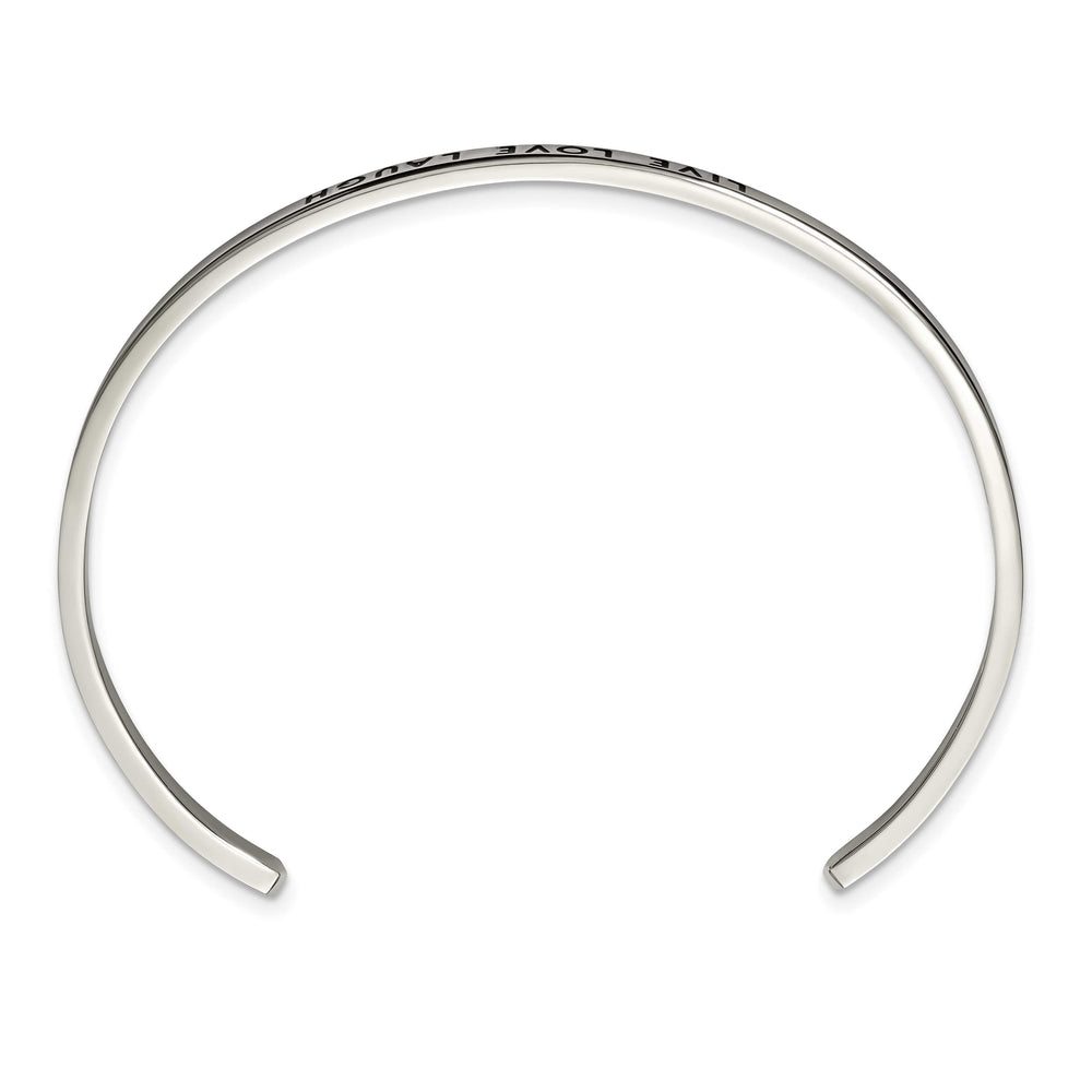Chisel Stainless Steel and Enameled Crystal LIVE LOVE LAUGH 3mm Cuff