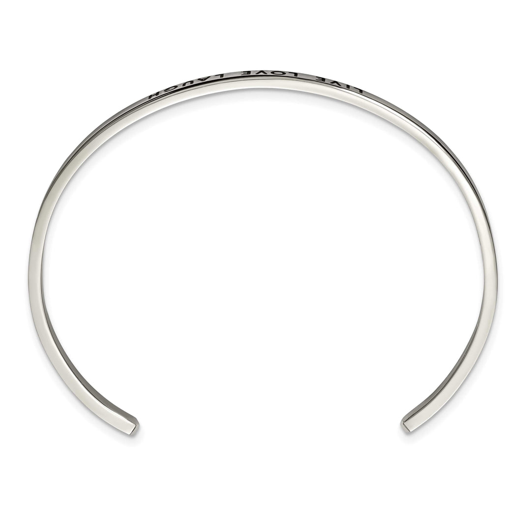 Chisel Stainless Steel and Enameled Crystal LIVE LOVE LAUGH 3mm Cuff