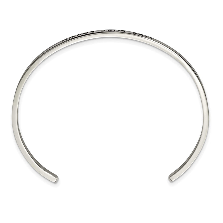 Chisel Stainless Steel and Enameled Crystal LIVE LOVE LAUGH 3mm Cuff