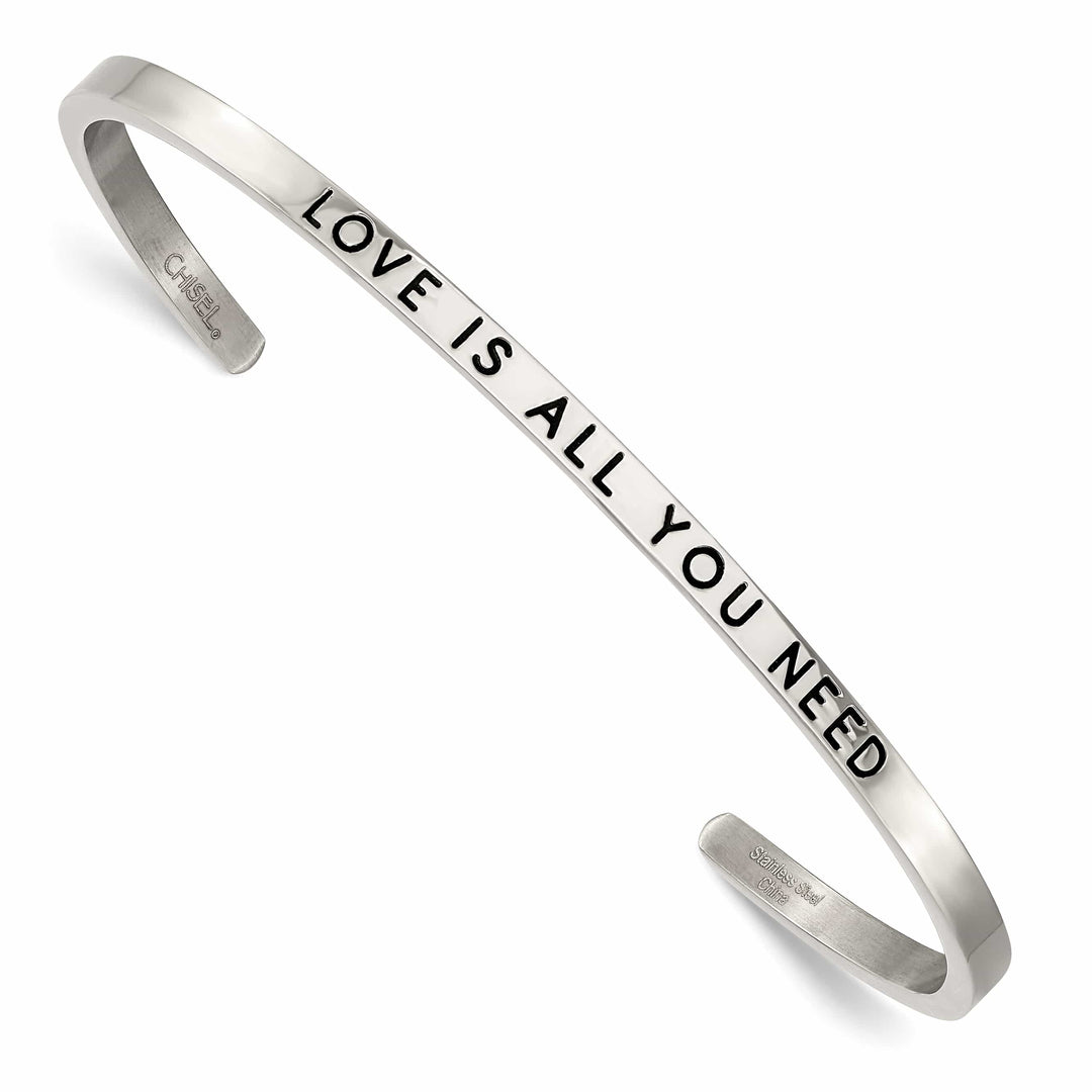 Chisel Stainless Steel and Enameled Crystal LOVE IS ALL YOU NEED 3mm